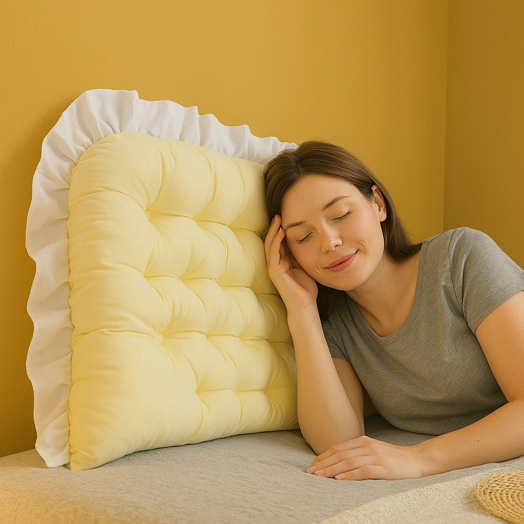 Coussin Tête de Lit - Beige Crème avec Volants - Coussin Deco