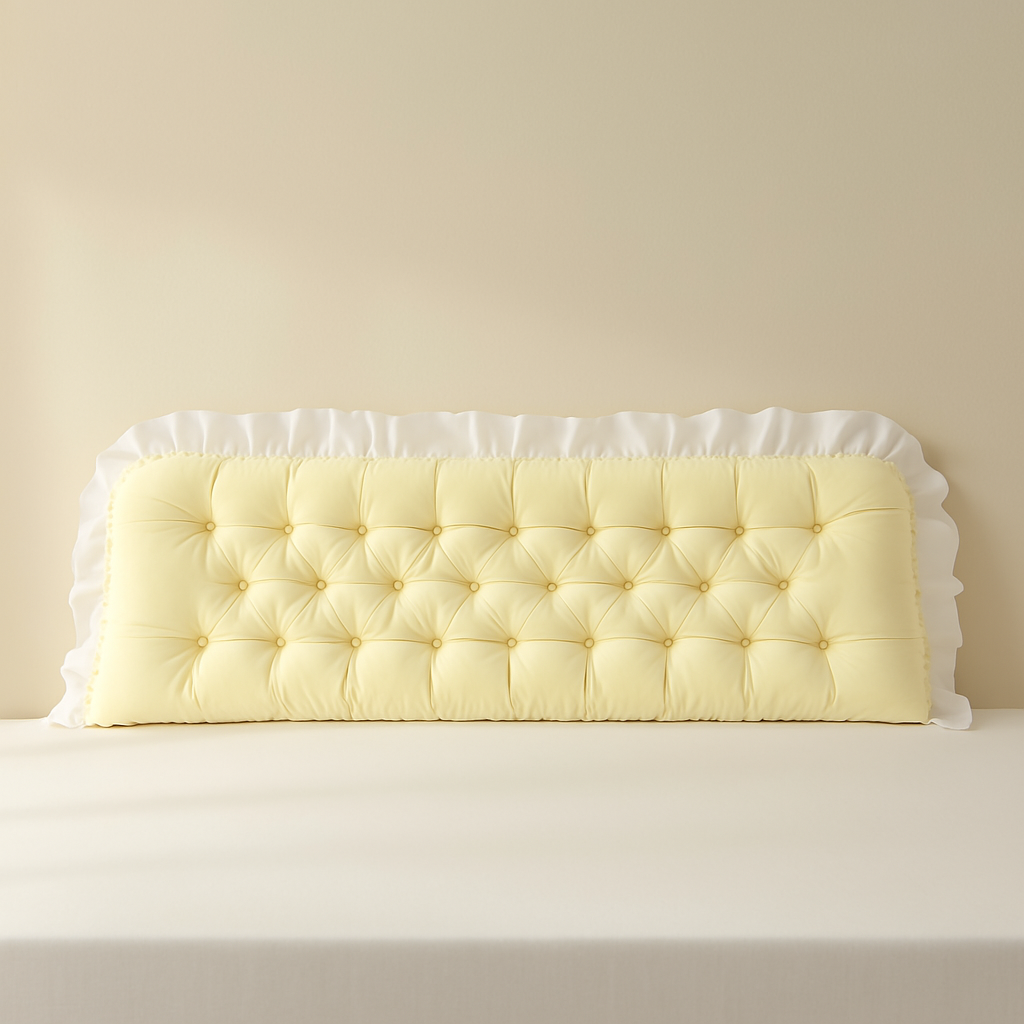 Coussin Tête de Lit - Beige Crème avec Volants - Coussin Deco