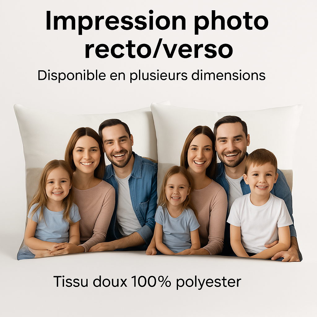 Housse de Coussin Personnalisée - Impression Recto Verso - Coussin Deco