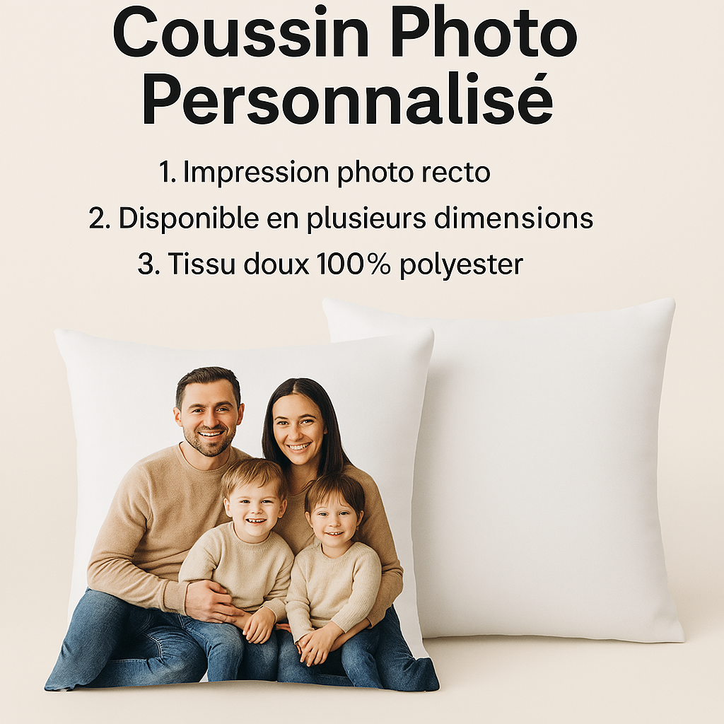 Housse de Coussin Personnalisée - Impression 1 Face - Coussin Deco