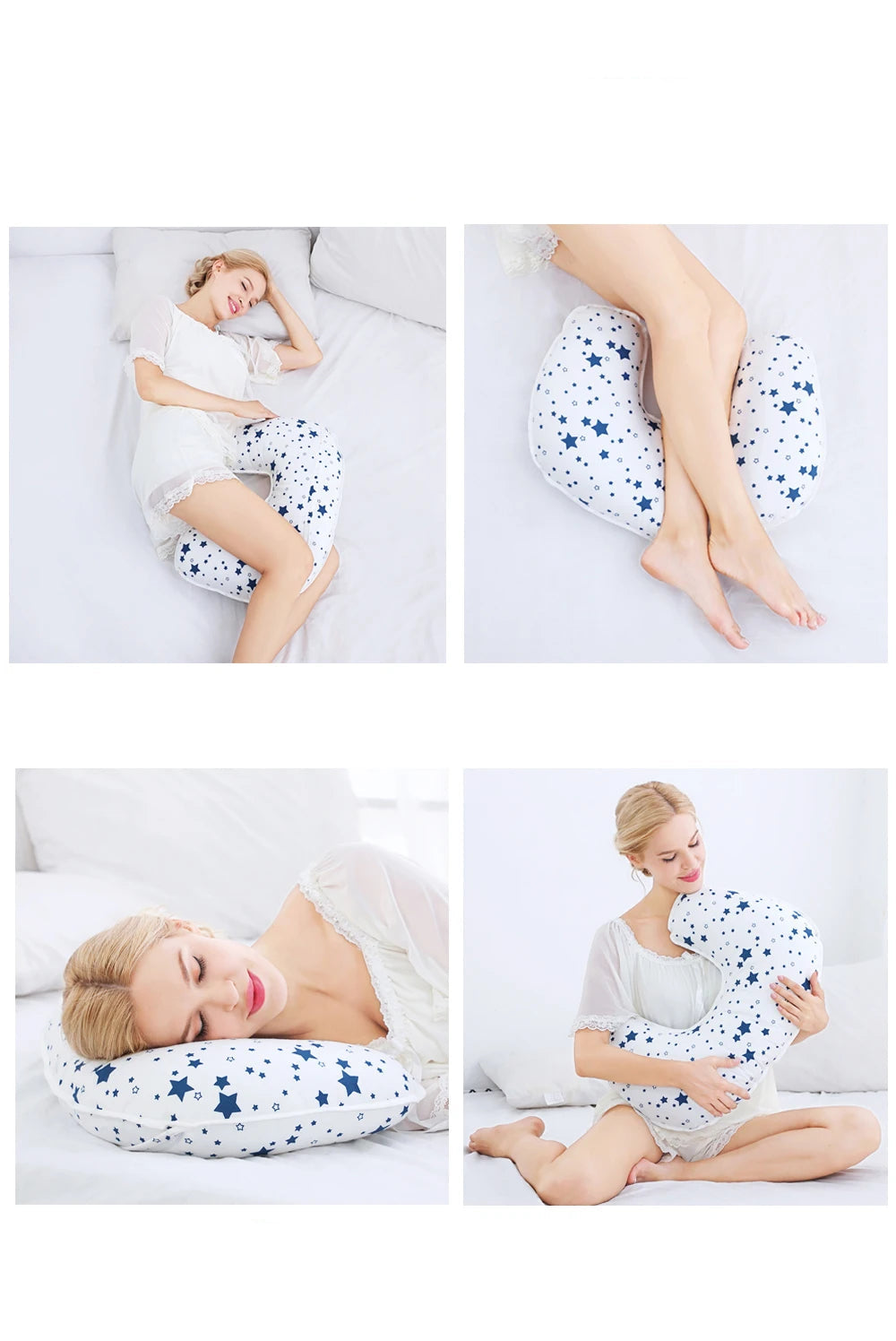 Coussin d'Allaitement - Motif Etoilé Bleu - Coussin Deco