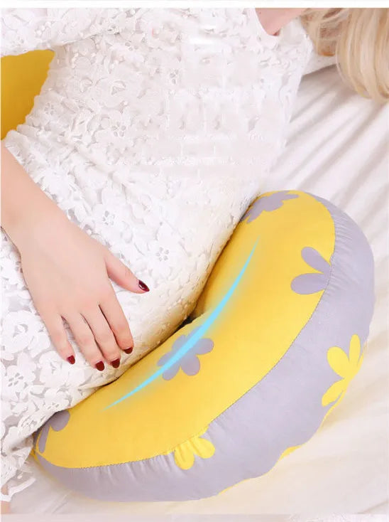 Coussin de Grossesse - Jaune Motif Fleuri - Coussin Deco
