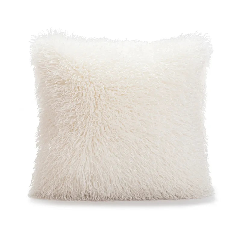 Housse de Coussin en Fausse Fourrure - Blanc Douceur Luxueuse - Coussin Deco