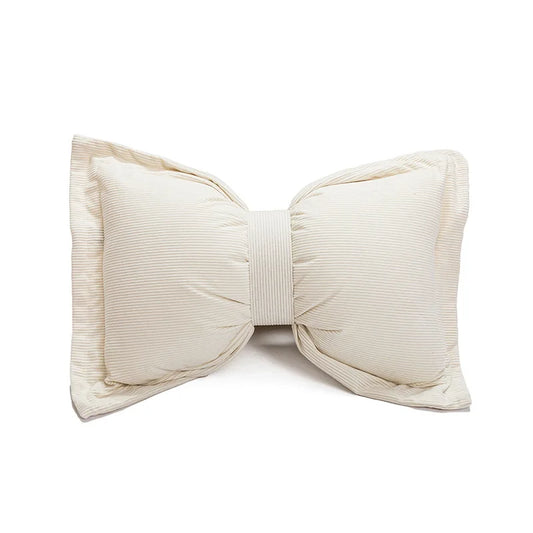 Housse de Coussin en Coton - Design Nœud Papillon Beige Élégant - Coussin Deco