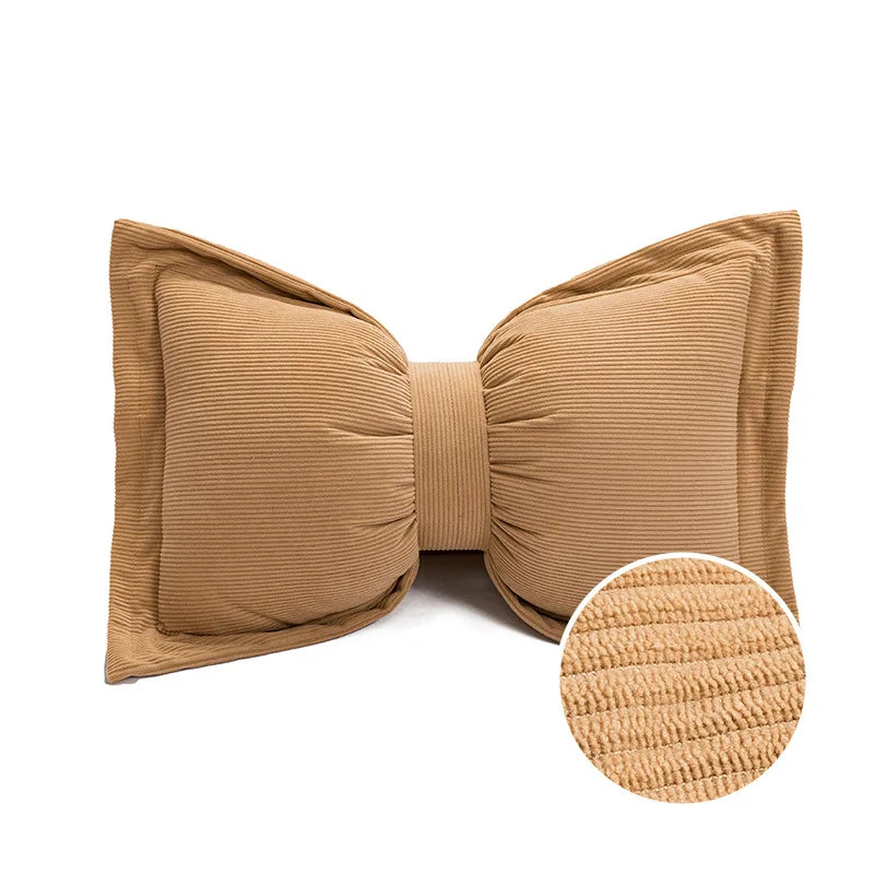 Housse de Coussin en Coton - Design Nœud Papillon Marron Caramel - Coussin Deco