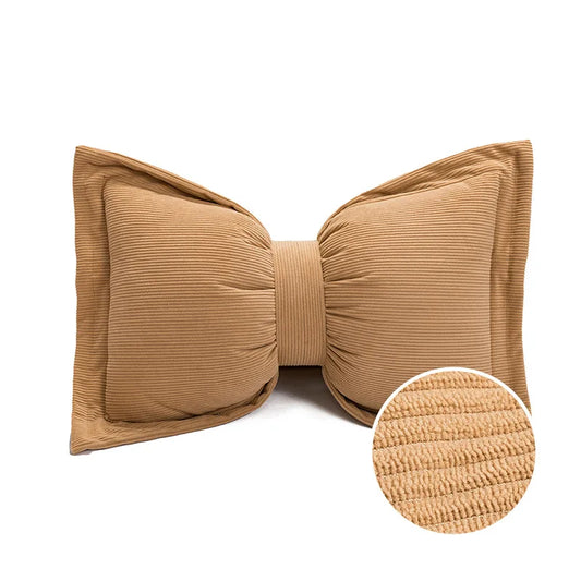 Housse de Coussin en Coton - Design Nœud Papillon Marron Caramel - Coussin Deco