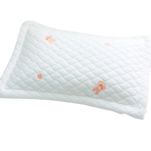 Taie d'Oreiller Bébé en Coton - Motif Lapin Brodé - Coussin Deco