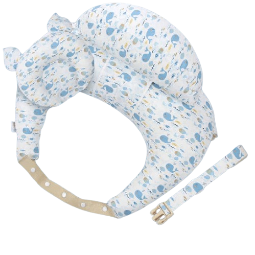 Coussin d'Allaitement - Soutien Maternité Bleu & Baleines - Coussin Deco
