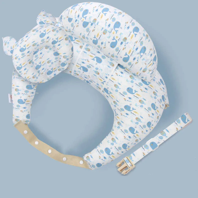 Coussin d'Allaitement - Soutien Maternité Bleu & Baleines - Coussin Deco