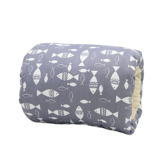 Coussin d'Allaitement Bébé - Poissons Gris - Coussin Deco