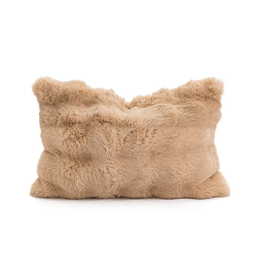 Housse de Coussin Rectangulaire en Fausse Fourrure - Marron Café Douillet - Coussin Deco