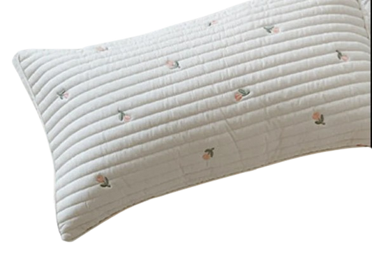 Oreiller Bébé en Coton - Motif Tulipes Brodées - Coussin Deco