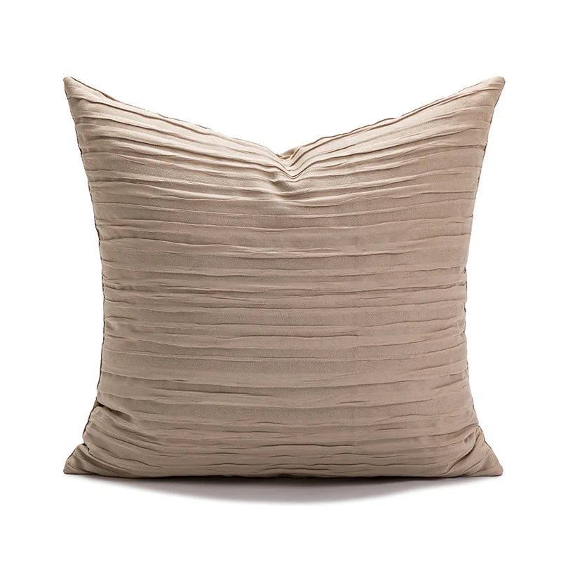 Housse de Coussin Plissée - Texture Élégante en Beige Taupe - Coussin Deco