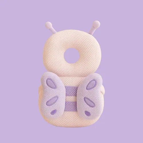 Coussin Anti-chute Bébé - Papillon sur un fond violet uni coussin-deco.fr