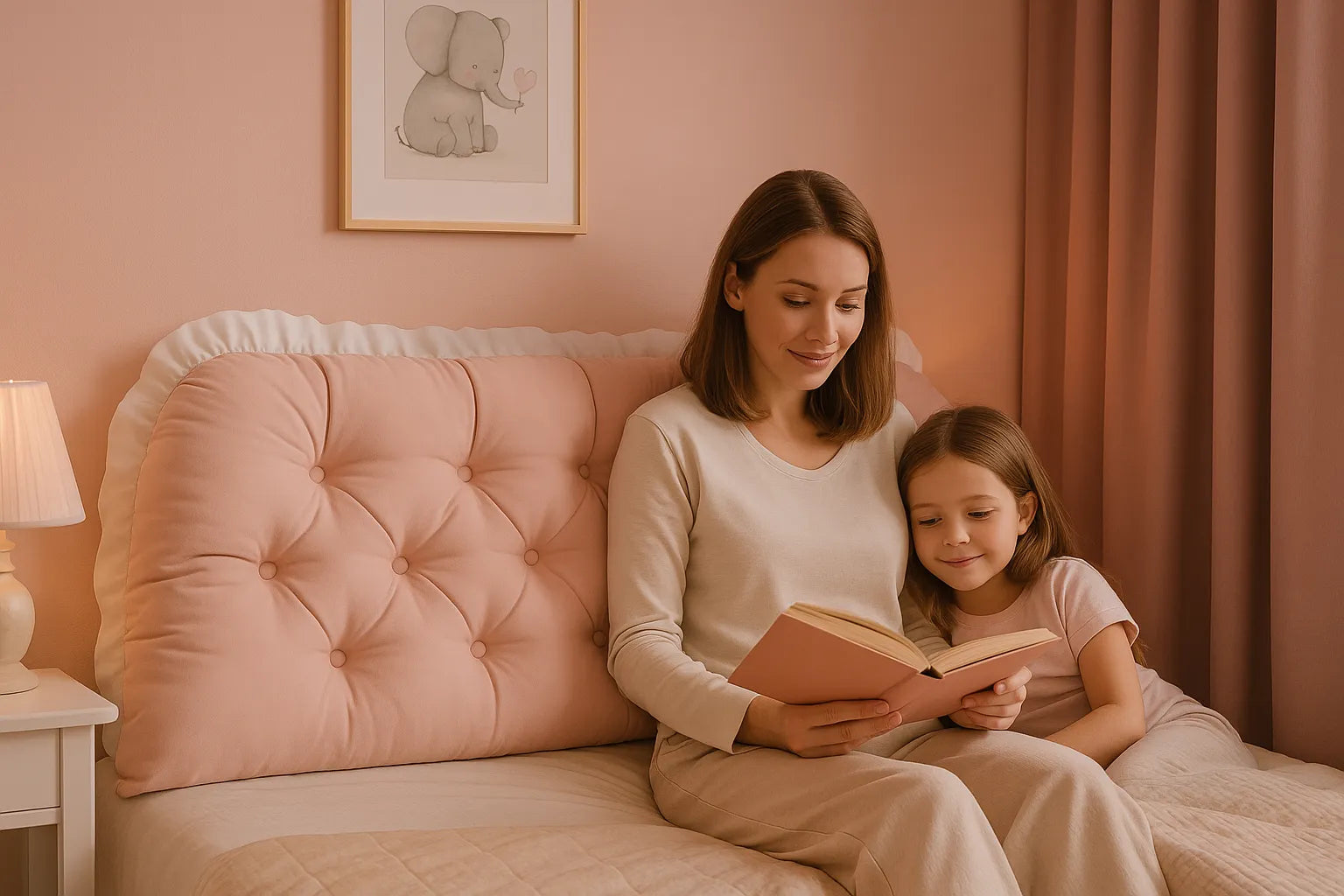 Coussin Tête de Lit - Vieux Rose avec Volants - Coussin Deco