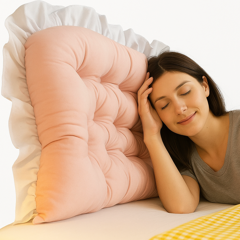 Coussin Tête de Lit - Rose Clair avec Volants - Coussin Deco