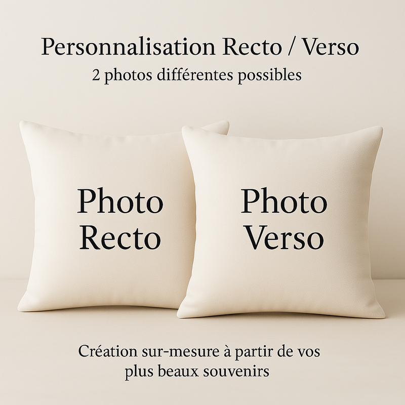 Housse de Coussin Personnalisée - 2 Photos Différentes - Coussin Deco
