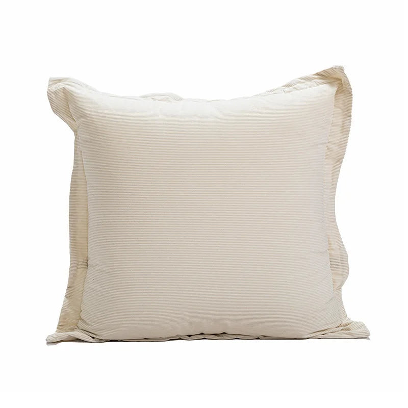 Housse de Coussin en Coton - Beige Élégant avec Bordures Volantées - Coussin Deco