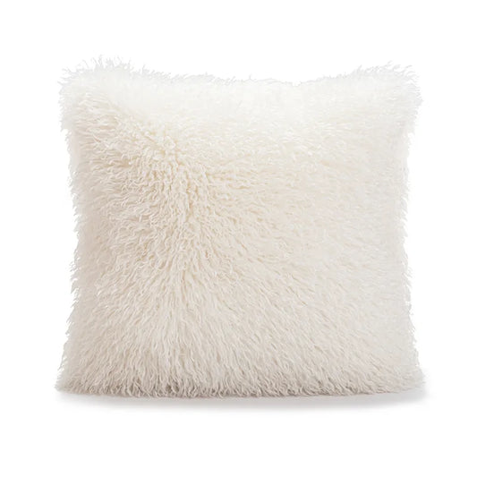 Housse de Coussin en Fausse Fourrure - Blanc Douceur Luxueuse - Coussin Deco