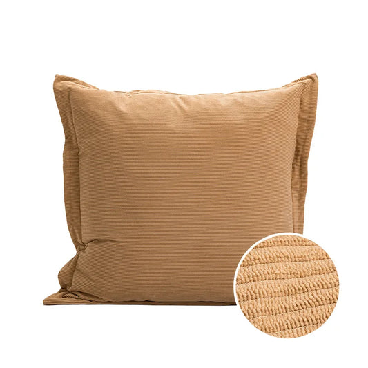 Housse de Coussin en Coton - Marron Caramel avec Bordures Volantées - Coussin Deco