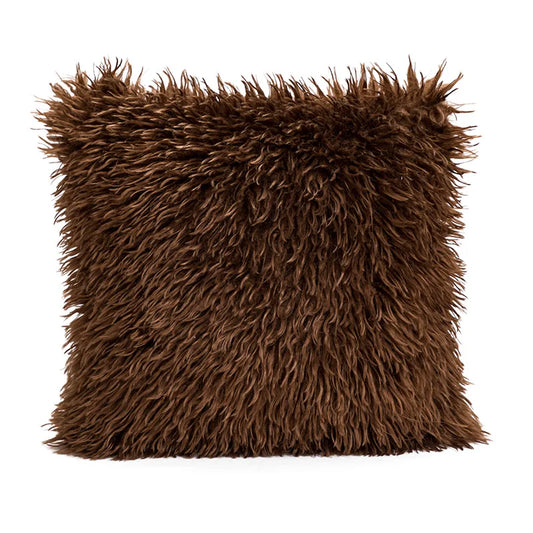 Housse de Coussin en Fausse Fourrure - Brun Châtaigne Doux et Chaleureux - Coussin Deco