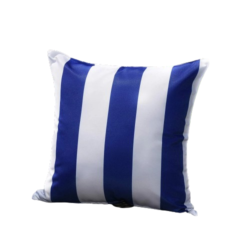 Housse de Coussin Extérieur Étanche - Rayures Bleues - Coussin Deco