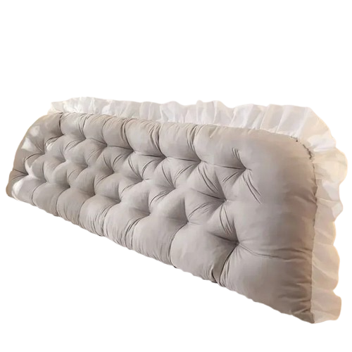 Coussin Tête de Lit - Gris Perle avec Volants - Coussin Deco