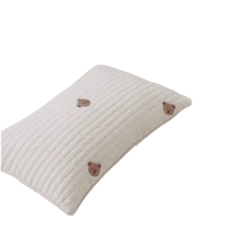 Oreiller Bébé en Coton - Motif Oursons Brodés - Coussin Deco