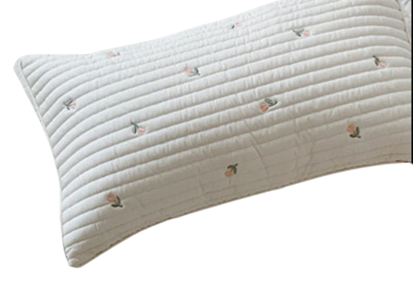 Oreiller Bébé en Coton - Motif Tulipes Brodées - Coussin Deco