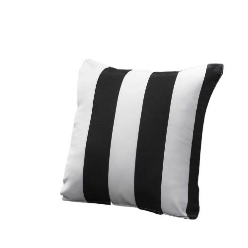 Housse de Coussin Extérieur Étanche - Rayures Noires - Coussin Deco