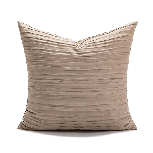 Housse de Coussin Plissée - Texture Élégante en Beige Taupe - Coussin Deco