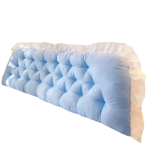 Coussin Tête de Lit - Bleu Pastel avec Volants - Coussin Deco
