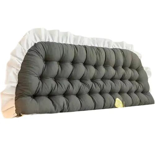 Coussin Tête de Lit - Gris Foncé avec Volants - Coussin Deco