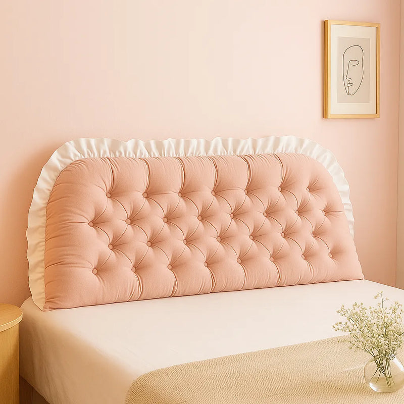 Coussin Tête de Lit - Rose Clair avec Volants - Coussin Deco